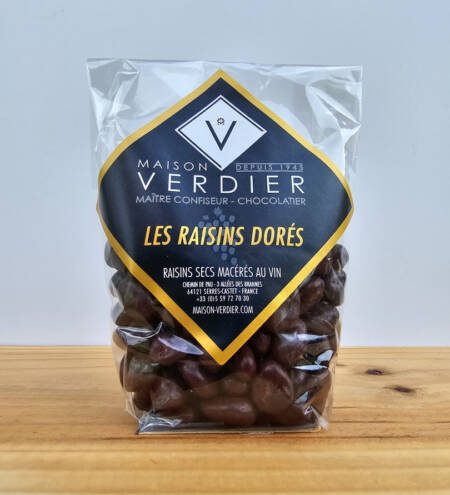 Jemné hrozinky macerované ve francouzském víně, obalené v čokoládě - 150 g