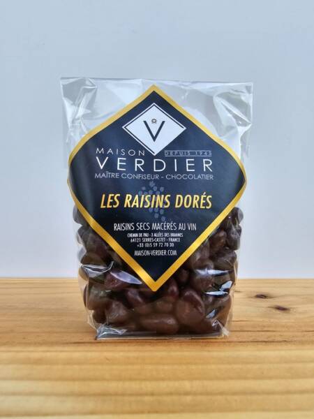 Jemné hrozinky macerované ve francouzském víně, obalené v čokoládě - 150 g