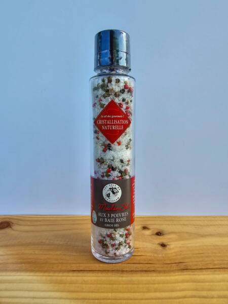 Gruissan – 100% přírodní mořská sůl s příměsí 4 DRUHŮ PEPŘE -Mlýnek- 250g