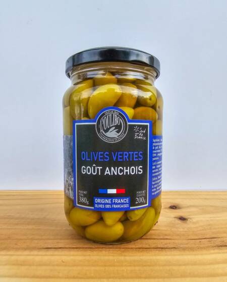 Zelené olivy L'Oulibo s příchutí ančoviček - 200 g