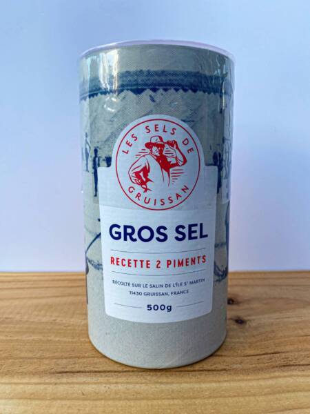Gruissan – 100% přírodní mořská hrubá sůl -s pikantním a sladkým paprikovým pepřem- 500g