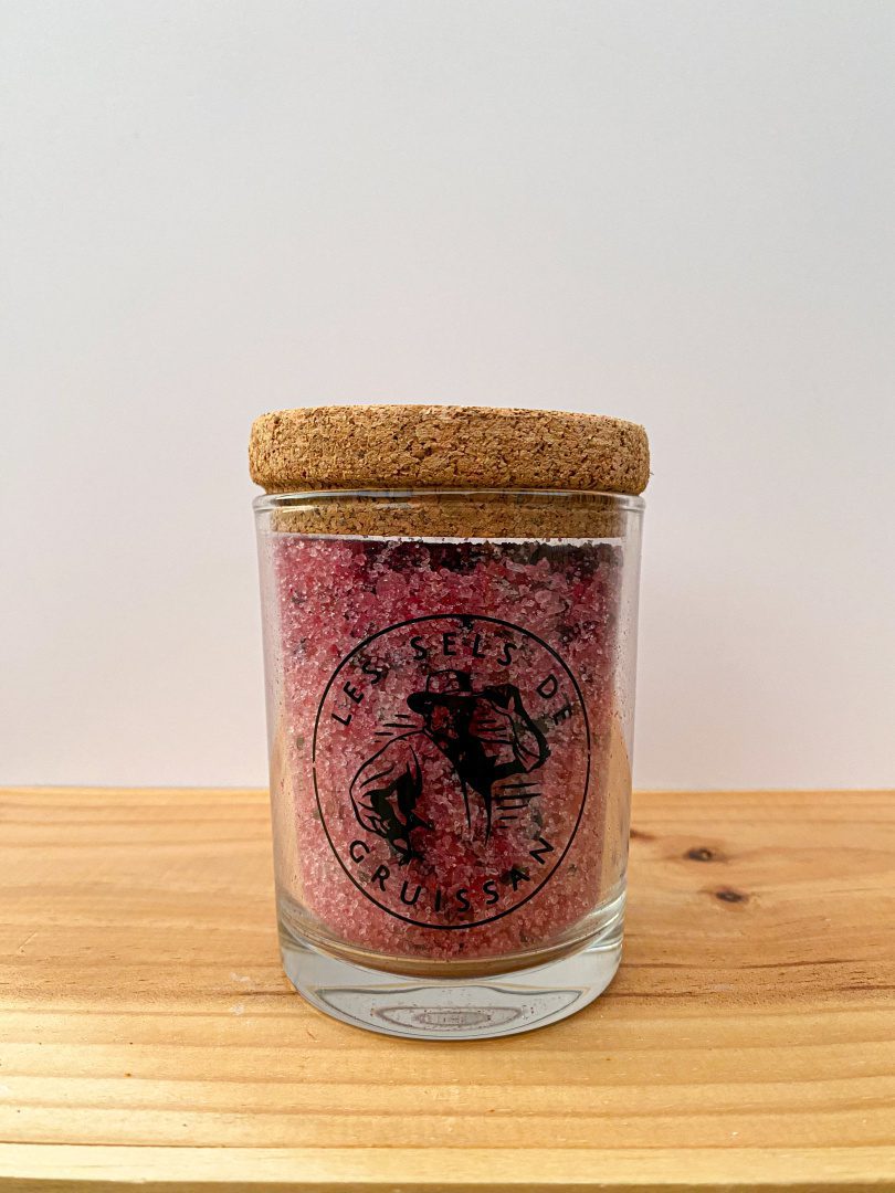 Gruissan – 100% přírodní mořská sůl s příměsí IBIŠKU -Skleněná nádoba- 250g