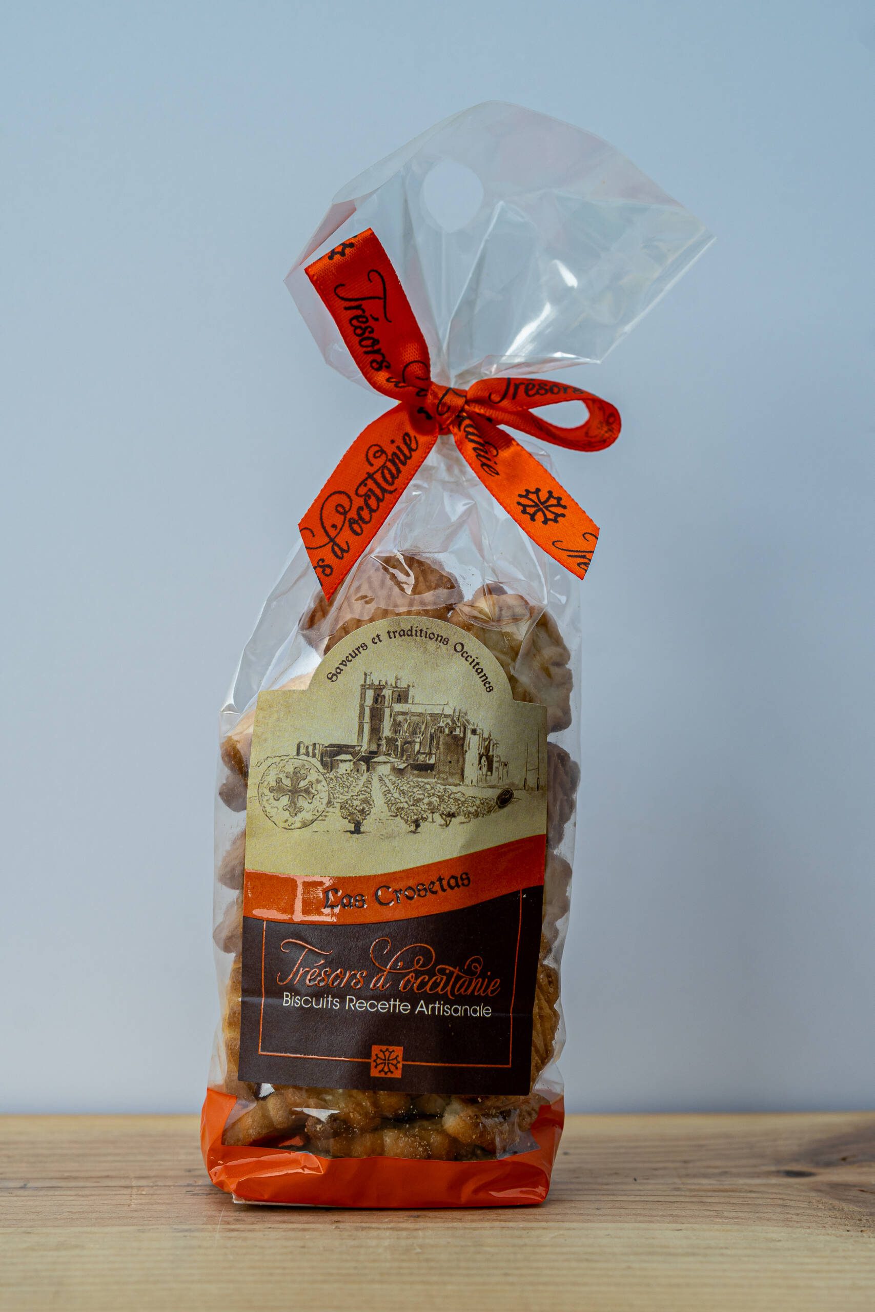 Křehké sušenky ve tvaru okcitánského kříže s příchutí pomerančového květu, mandlí a piniových oříšků - 110g