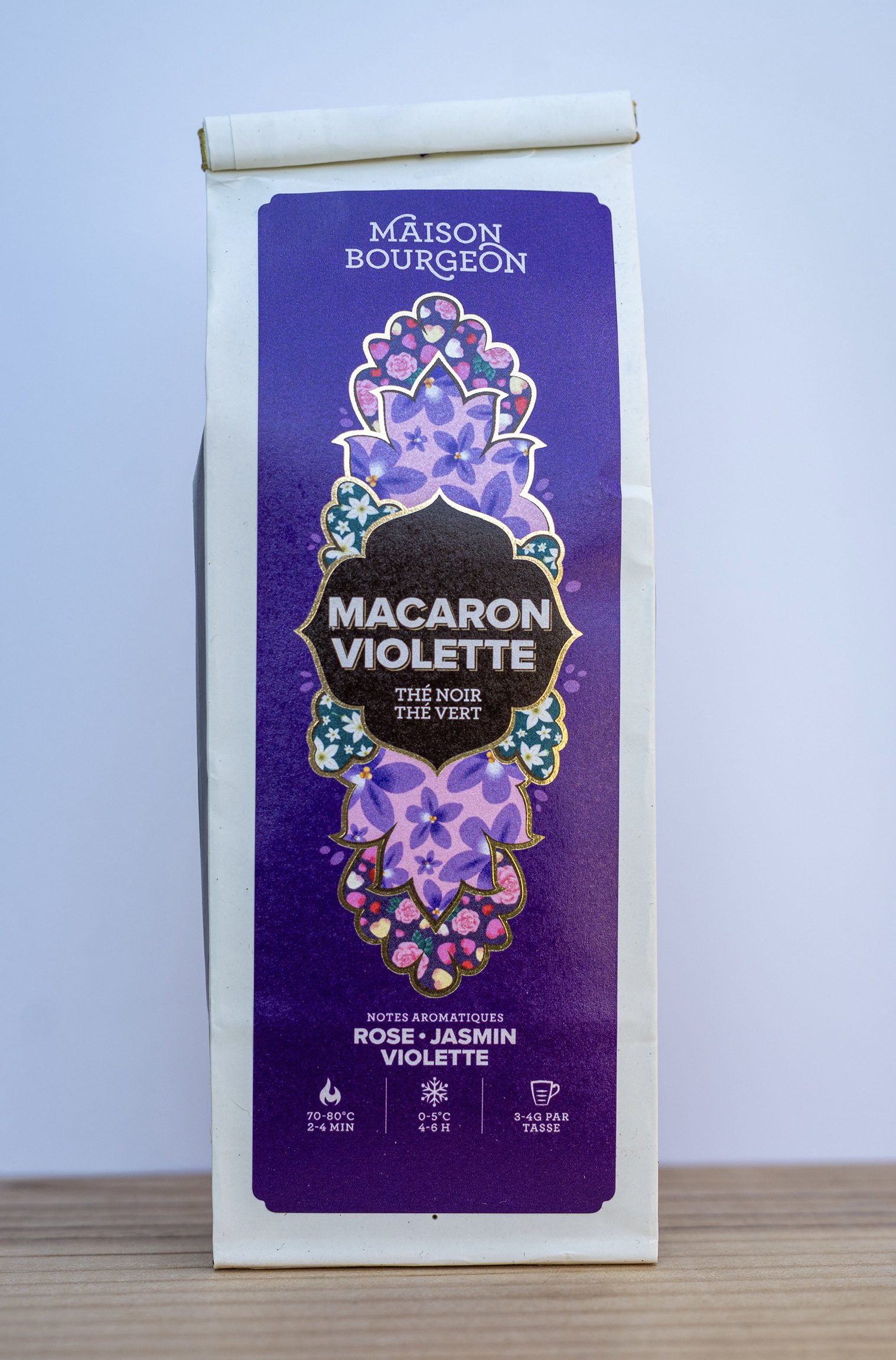 Macaron Violette – květinový černý a zelený čaj, Maison Bourgeon - 100g