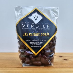 Jemné hrozinky macerované ve francouzském víně, obalené v čokoládě - 150 g