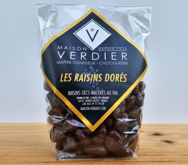 Jemné hrozinky macerované ve francouzském víně, obalené v čokoládě - 150 g