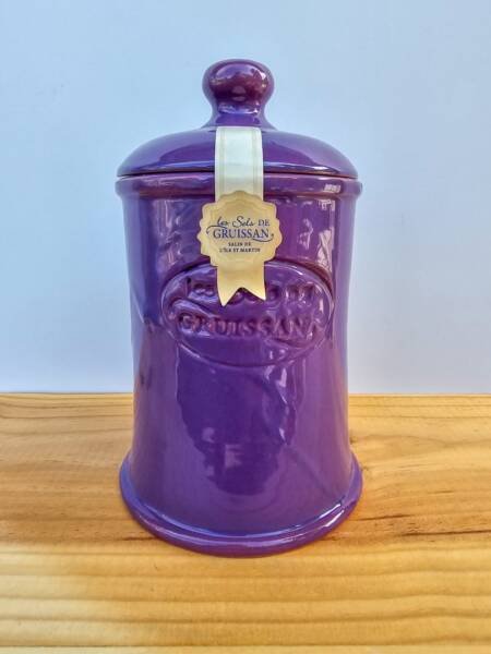 Gruissan - 100% přírodní mořská sůl s příměsí BYLIN (tymián, vavřín) -Keramická váza- 500g