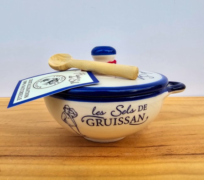 Gruissan – 100% přírodní mořská sůl - Keramické balení s dřevěnou lžičkou - 70g