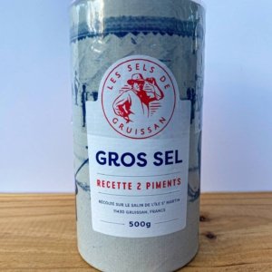 Gruissan – 100% přírodní mořská hrubá sůl -s pikantním a sladkým paprikovým pepřem- 500g