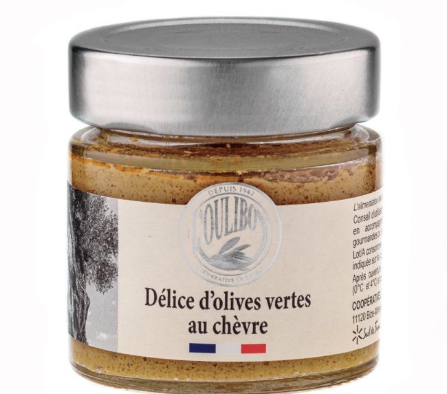 Olivová tapenáda z delikátních zelených oliv a s kozím sýrem - 100g