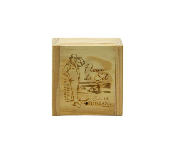 Gruissan – 100% přírodní mořská sůl- SOLNÝ KVĚT v DŘEVĚNÉ KRABIČCE -125g