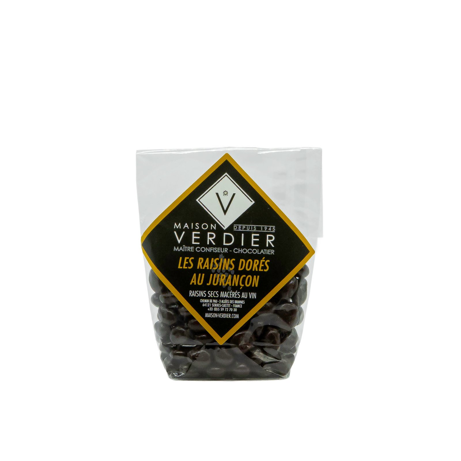 Jemné hrozinky macerované ve francouzském víně, obalené v čokoládě - 150 g