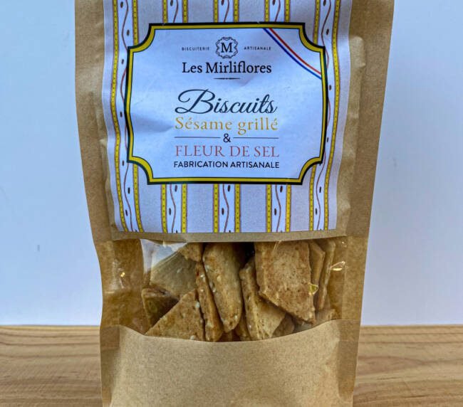 Řemeslné sušenky se sezamovými semínky a fleur de sel Les Mirliflores - 120 g