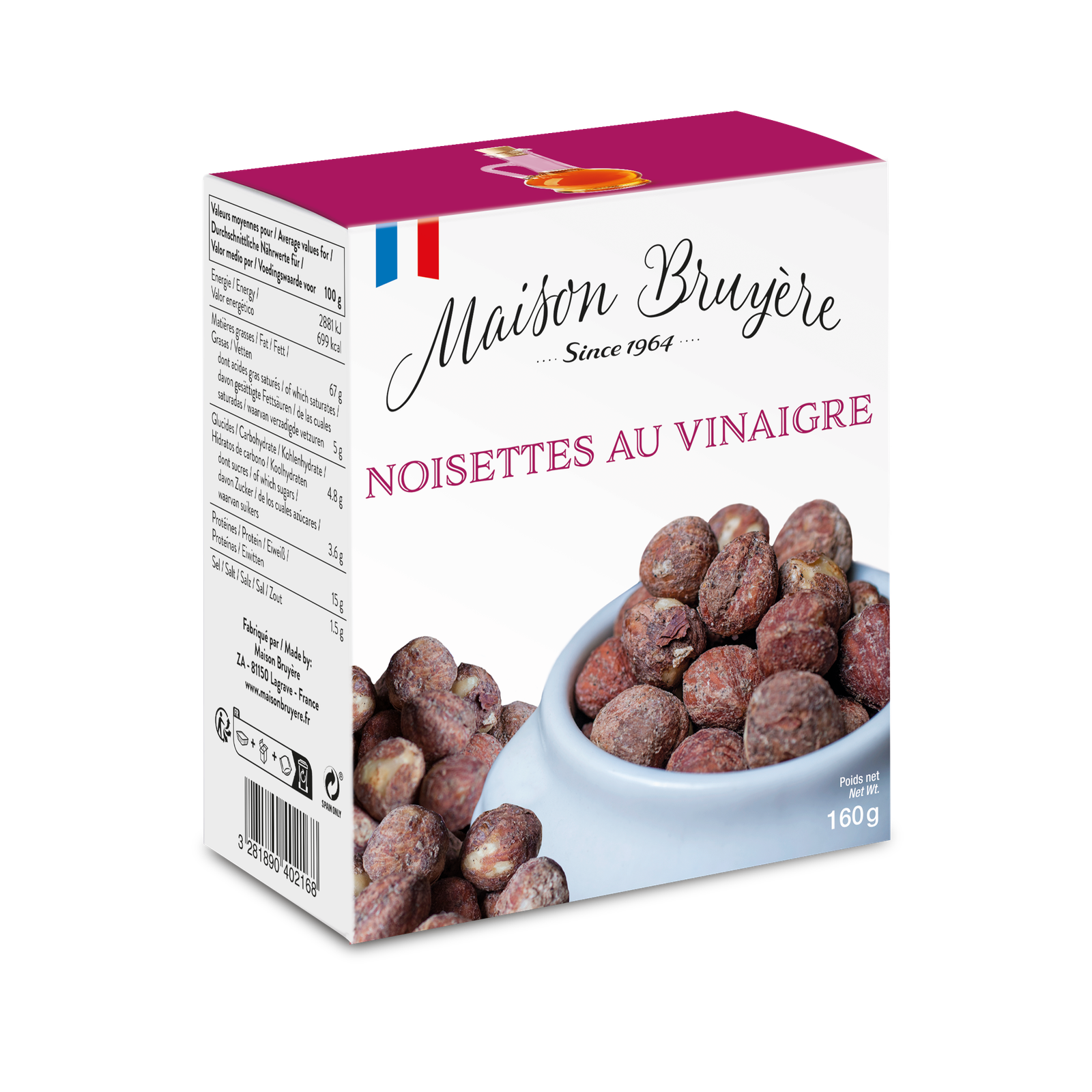 Lískové ořechy v malinovém octu - 160g