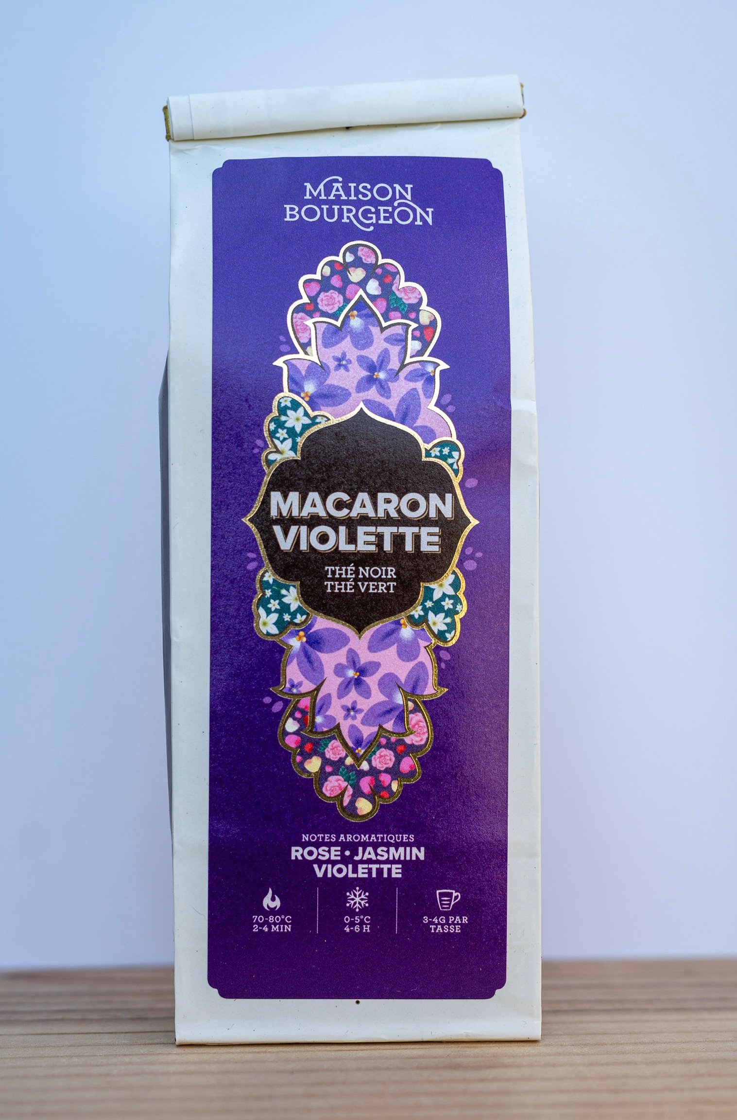 Macaron Violette – květinový černý a zelený čaj, Maison Bourgeon - 100g